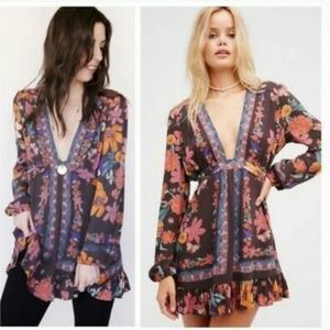 Free People Violet Hill printed tunic boho mini dress size 2